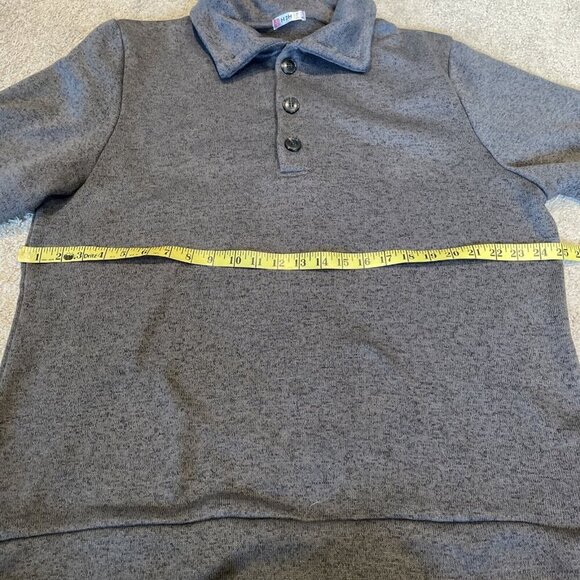 H2H Fleece Pullover Sweatshirt Men 2XL Gray Collared Buttons Outdoor Casual Dad - Picture 5 of 7